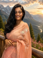 Peach Blossom Chiffon Saree 🌸