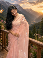 Peach Blossom Chiffon Saree 🌸 - Image 3