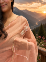 Peach Blossom Chiffon Saree 🌸 - Image 2