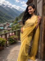 Golden Bloom Chiffon Saree 🌼 - Image 4