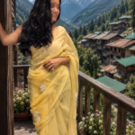 Golden Bloom Chiffon Saree 🌼