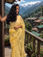 Golden Bloom Chiffon Saree 🌼