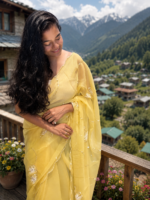 Golden Bloom Chiffon Saree 🌼 - Image 2