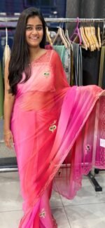 Festive Handwork Georgette Saree - Image 4